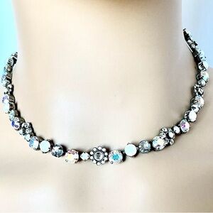 Sorrelli White Bridal Crystal Floral Design Necklace